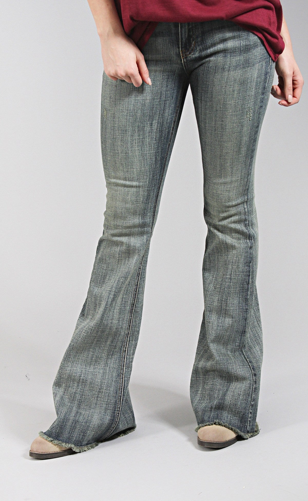 raw edge flare jeans - kosmic blues – ShopRiffraff.com