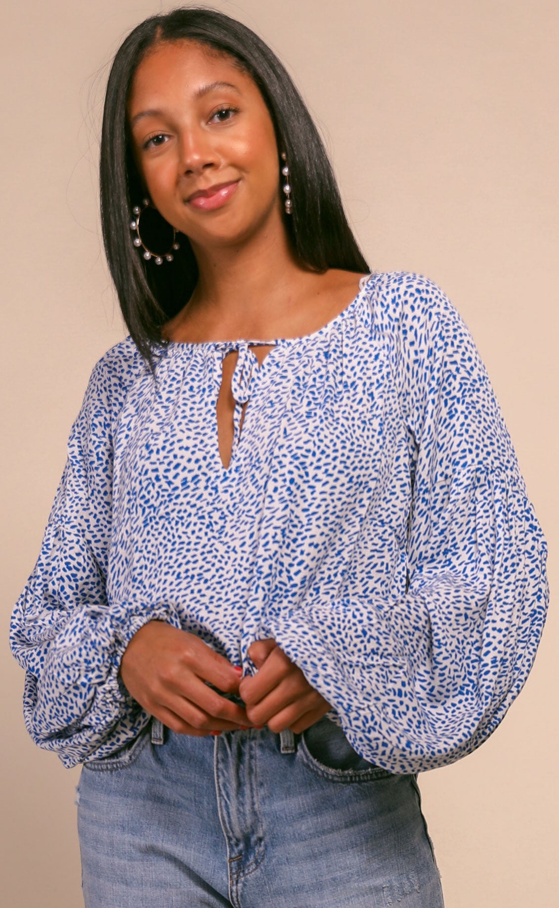 blue peasant top