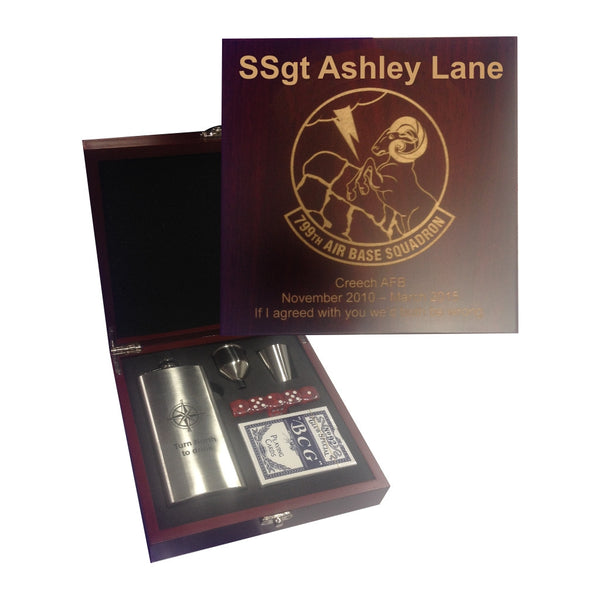 ROSEWOOD FLASK GIFT SET WITH CARDS