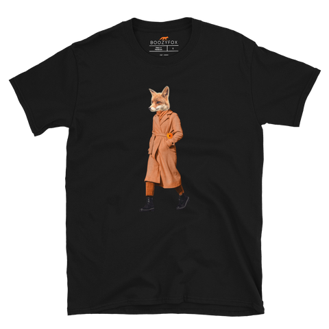 Black Anthropomorphic Fox T-Shirt - Boozy Fox