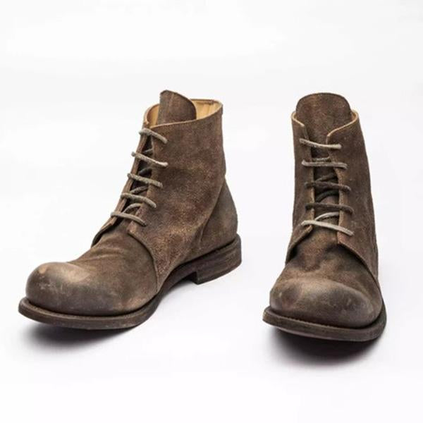 Men's lace retro casual short boots 