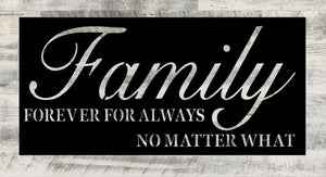 Family forever for always not matter what, metal monogram, metal wall decor, metal quote, Housewarming Gift, Christmas gift