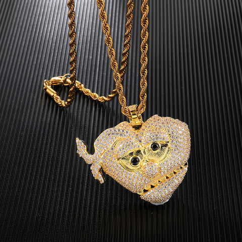 Iced Out Micro Paved CZ Chief Keef Heart Pendant & Chain – We-Got-Dealzz