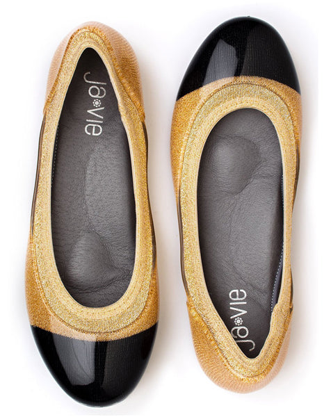 black and gold flat shoes