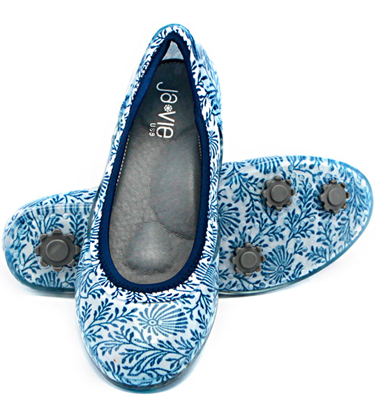 blue floral shoes