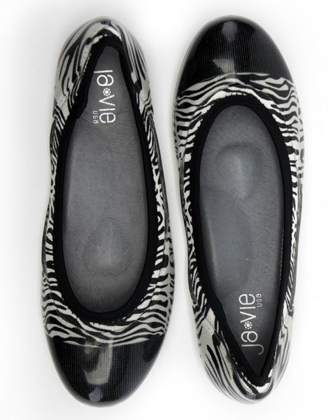 black and white animal print flats