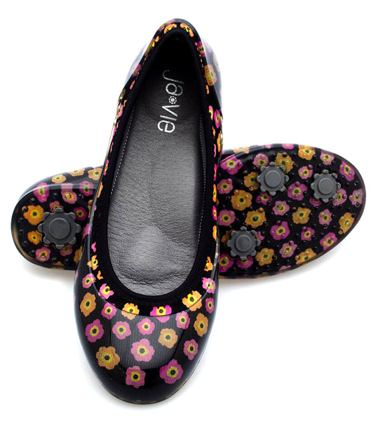 ja-vie poppy floral black jelly flats shoes | ja-vie