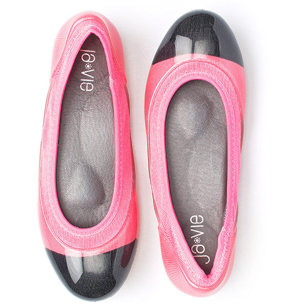 ja-vie bright pink/black jelly flats 