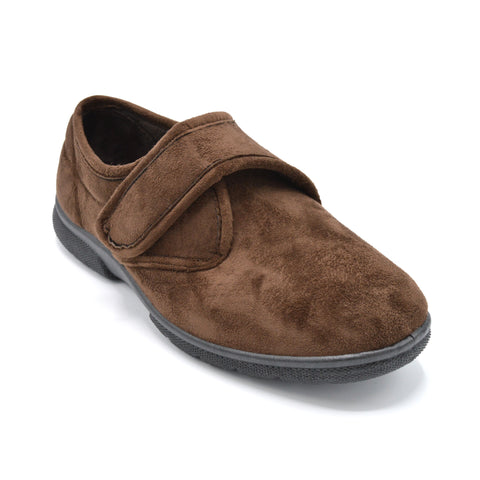 Brown Velcro Close Slipper For Swollen Feet