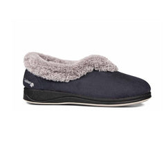 Padders Paloma - Ladies Extra Wide Slipper With Fur Trim