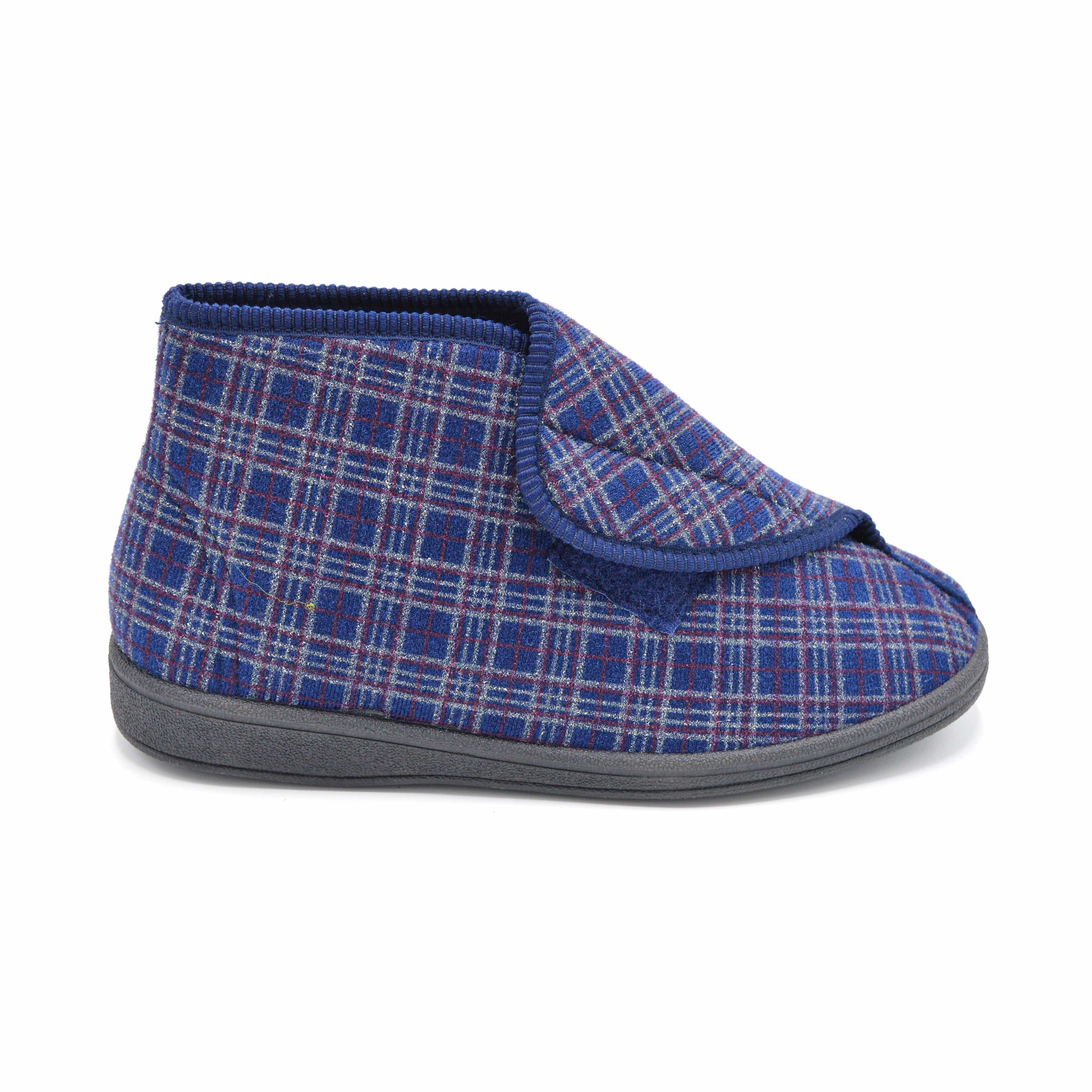 Men's Wide Fit Slipper - Easy Access. Velcro Strap — Wide Shoes