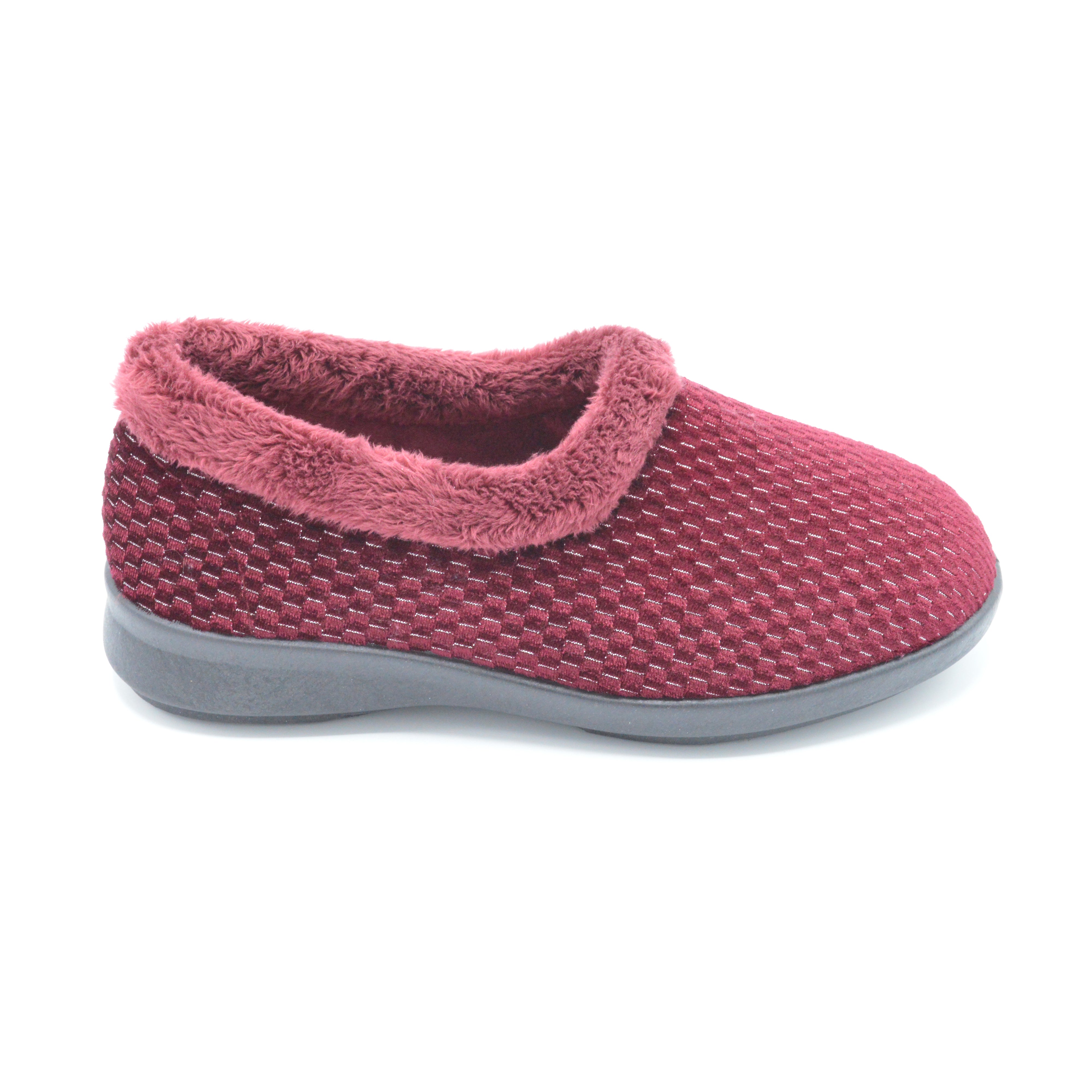DB Betsy - Ladies Extra Wide Slipper - Burgundy 6E Fit — Wide Shoes