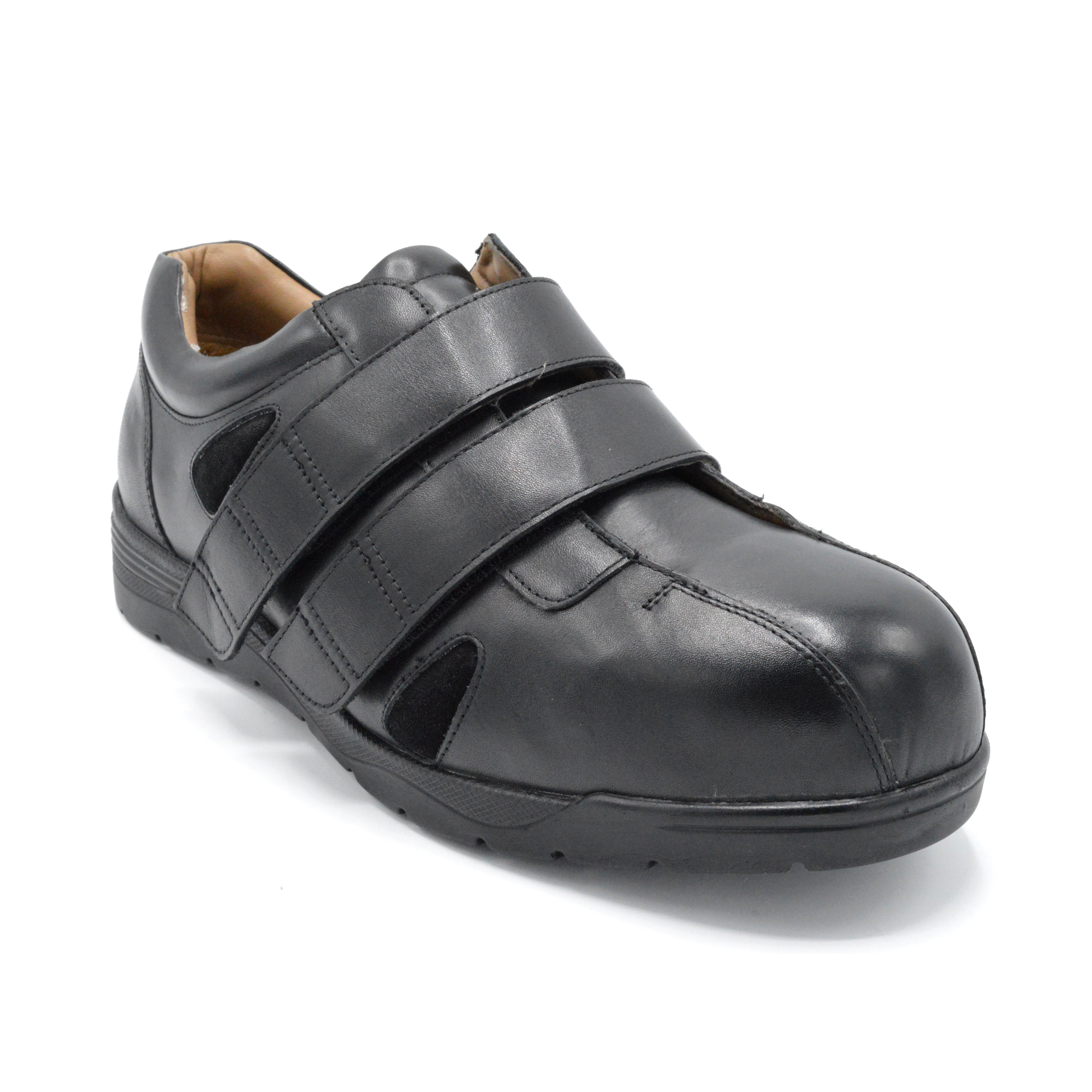 DB Darren - Mens Extra Wide Fit Velco Close Shoe - Black — Wide Shoes