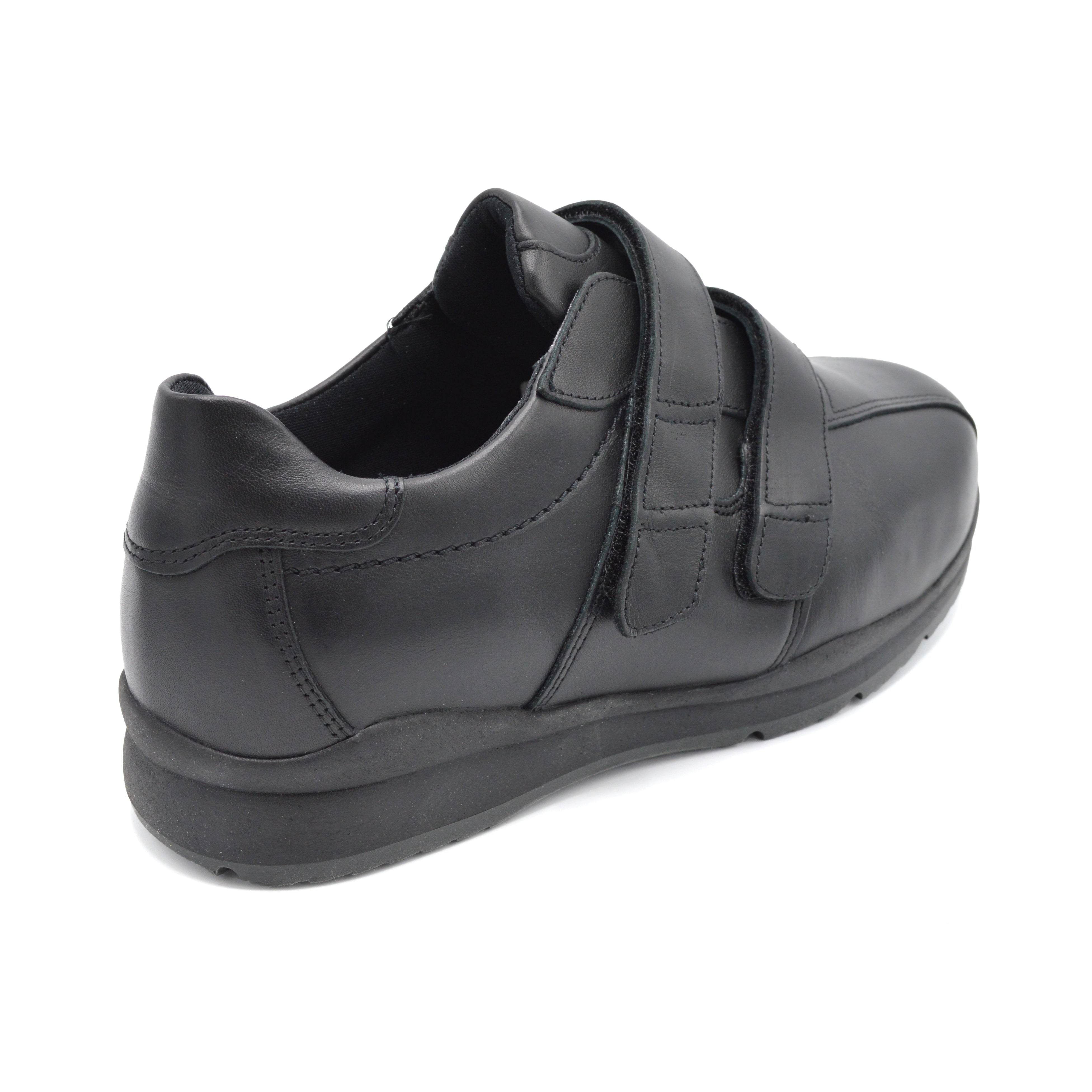 Stephen - Men's Extra Wide Fitting Velcro Shoe. Black — Wide Shoes