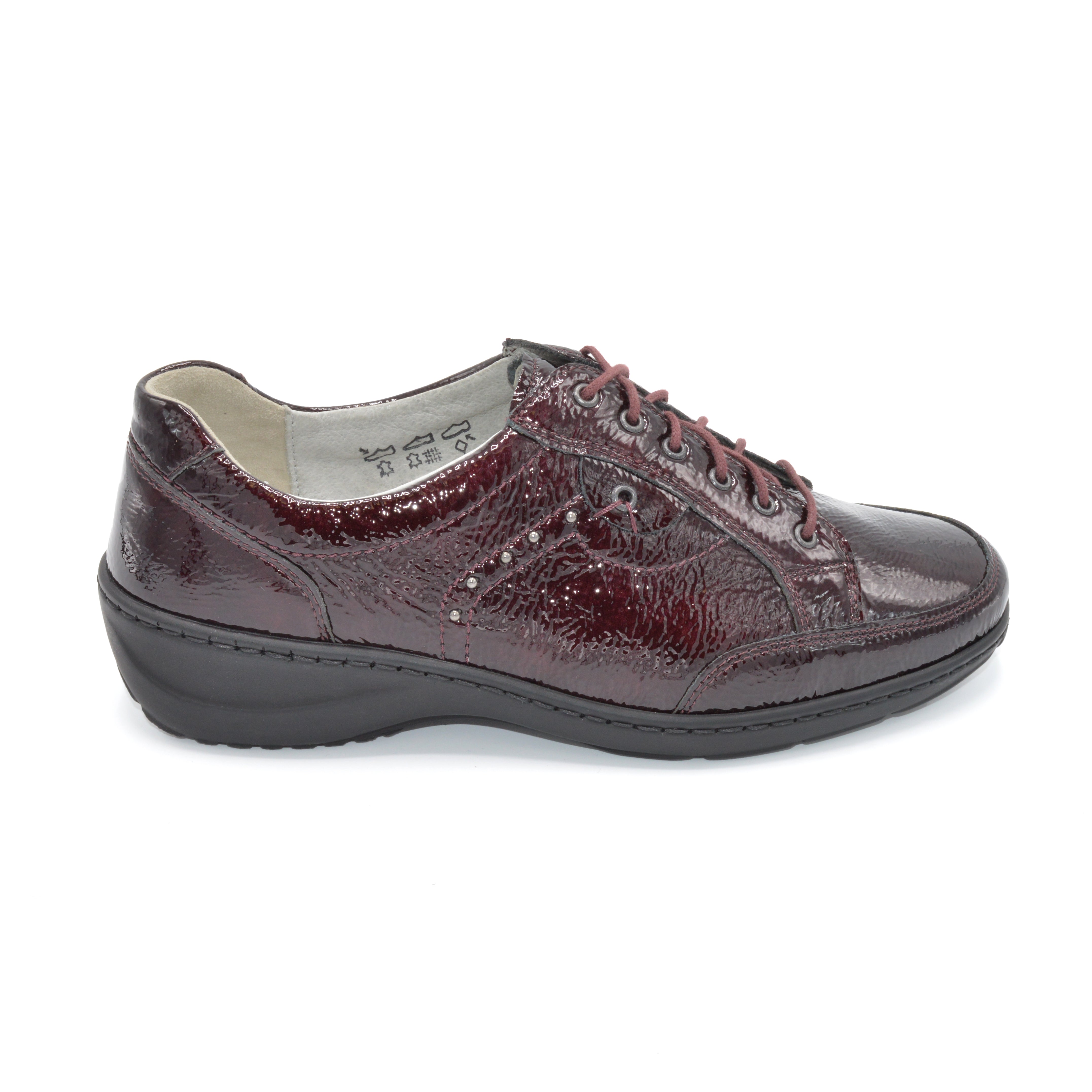 Ladies Wide Fit Lace Up Shoe In Burgundy. EEE Fitting — Wide Shoes
