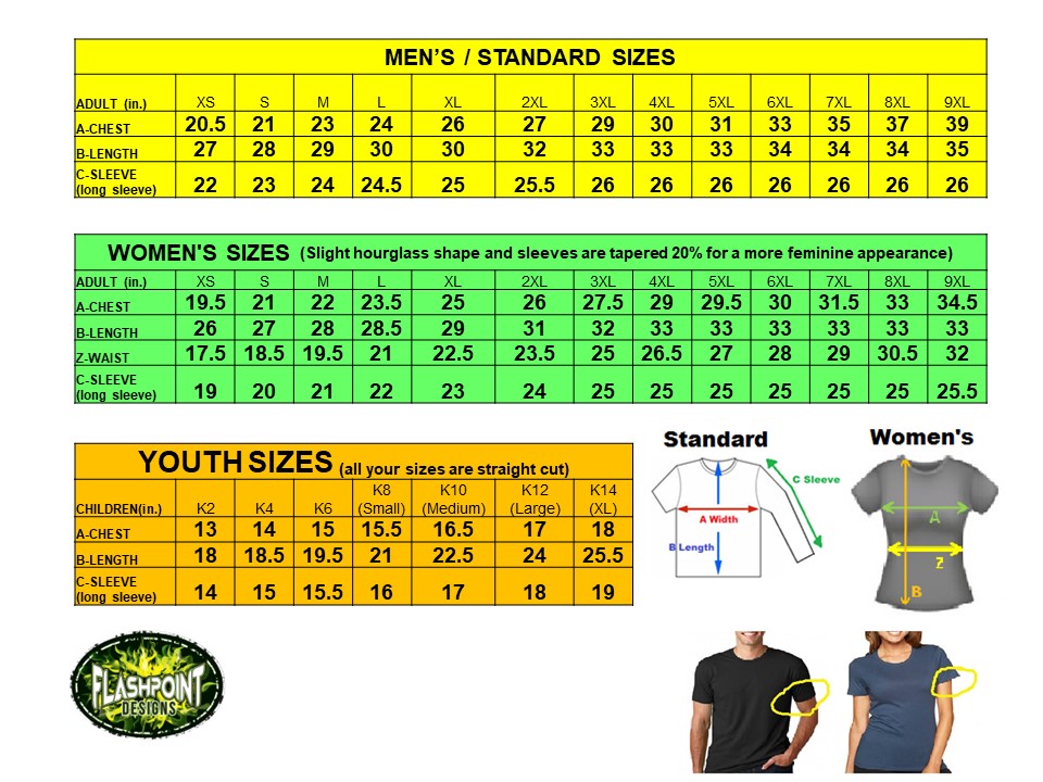 Flashpoint Designs Sizing Chart – FLASHPOINT DESIGNS