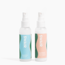 travel size Showerless Shampoo bottle and travel size SweatShield bottle