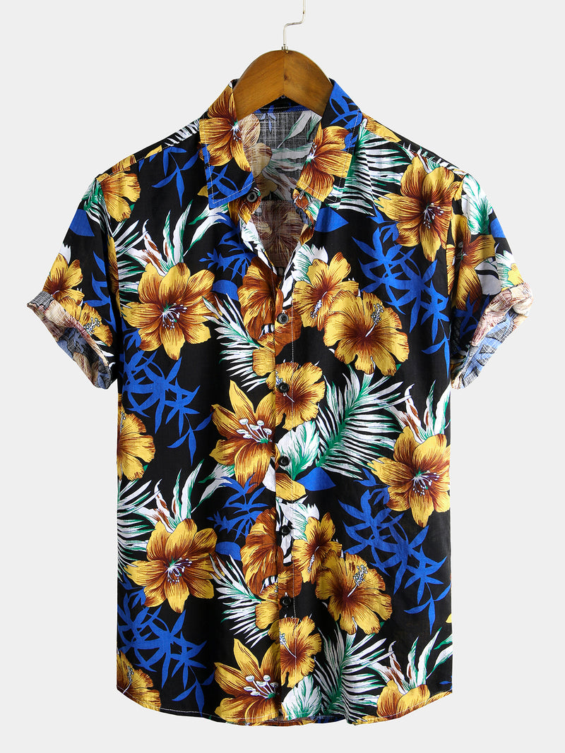 Men's Floral Cotton Tropical Hawaiian Shirt – Alsofitit
