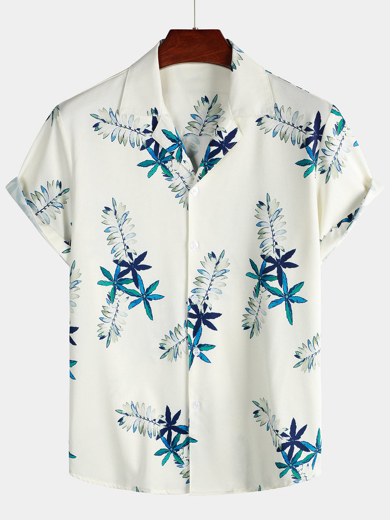 Bundle Of 4 | Men's Floral & Vintage Printed Button Up Short Sleeve Casual Shirts