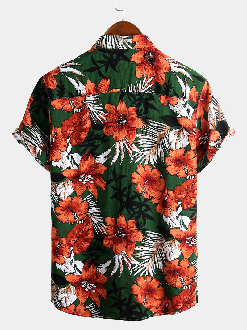 Men's Floral Cotton Tropical Hawaiian Shirt – Alsofitit