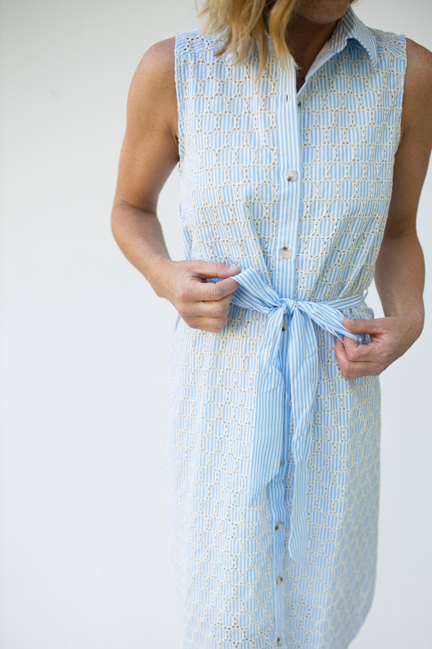 light blue striped dress