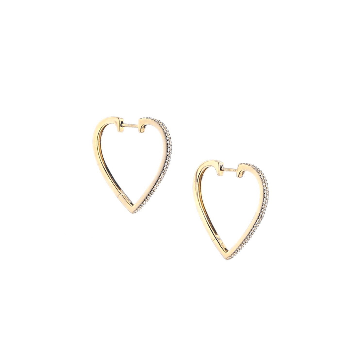 14k Gold and Diamond Heart Hoop – Sheryl Lowe