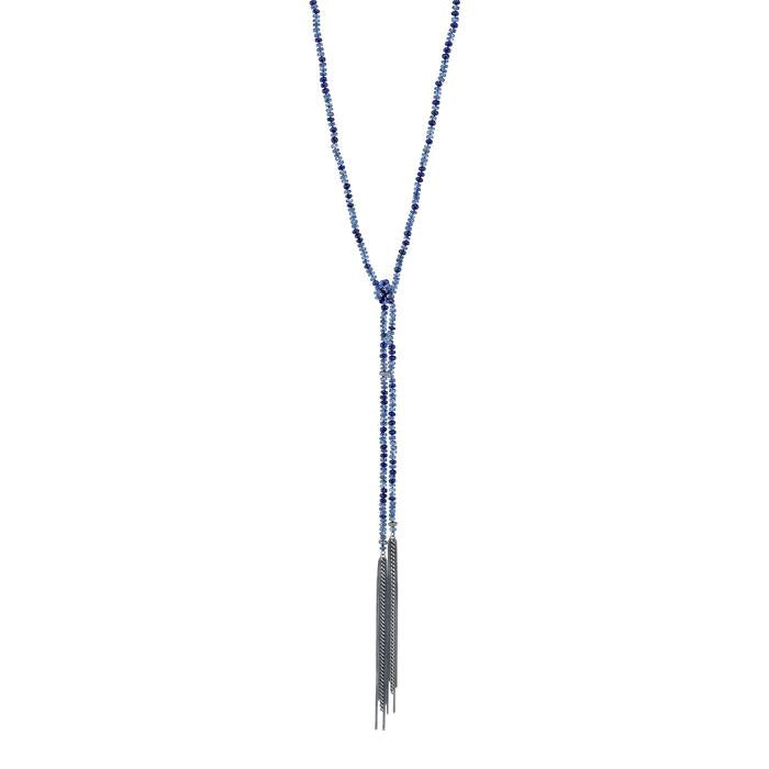 Lapis and Kyanite Open Lariat Style Neclace