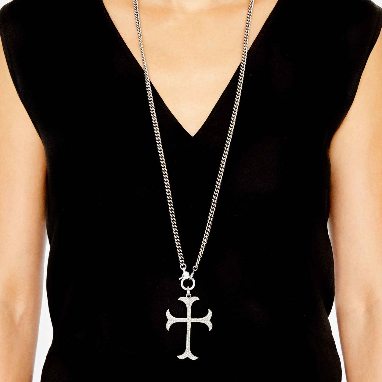 Gothic Cross Necklace on Curb Chain