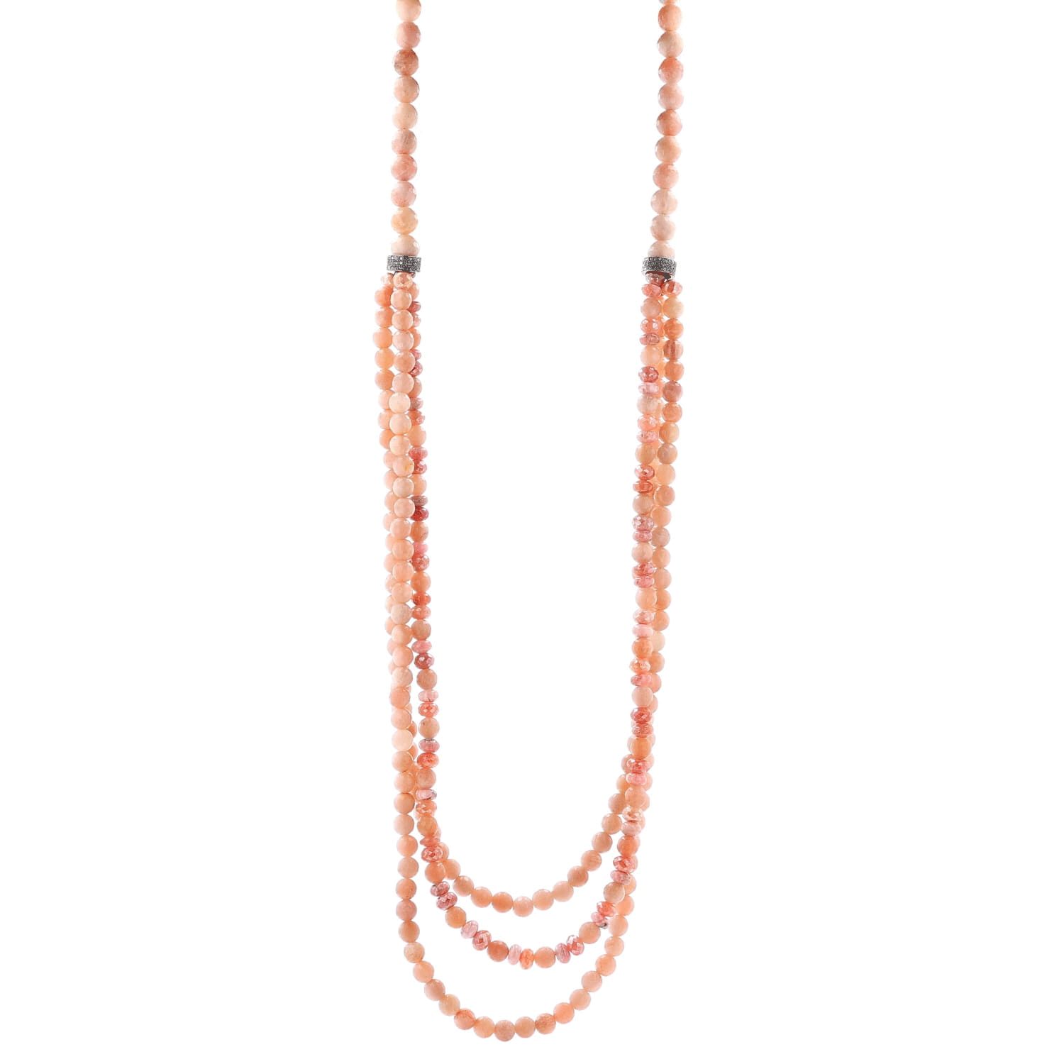 Peach Gemstone Multi Strand Resort Necklace