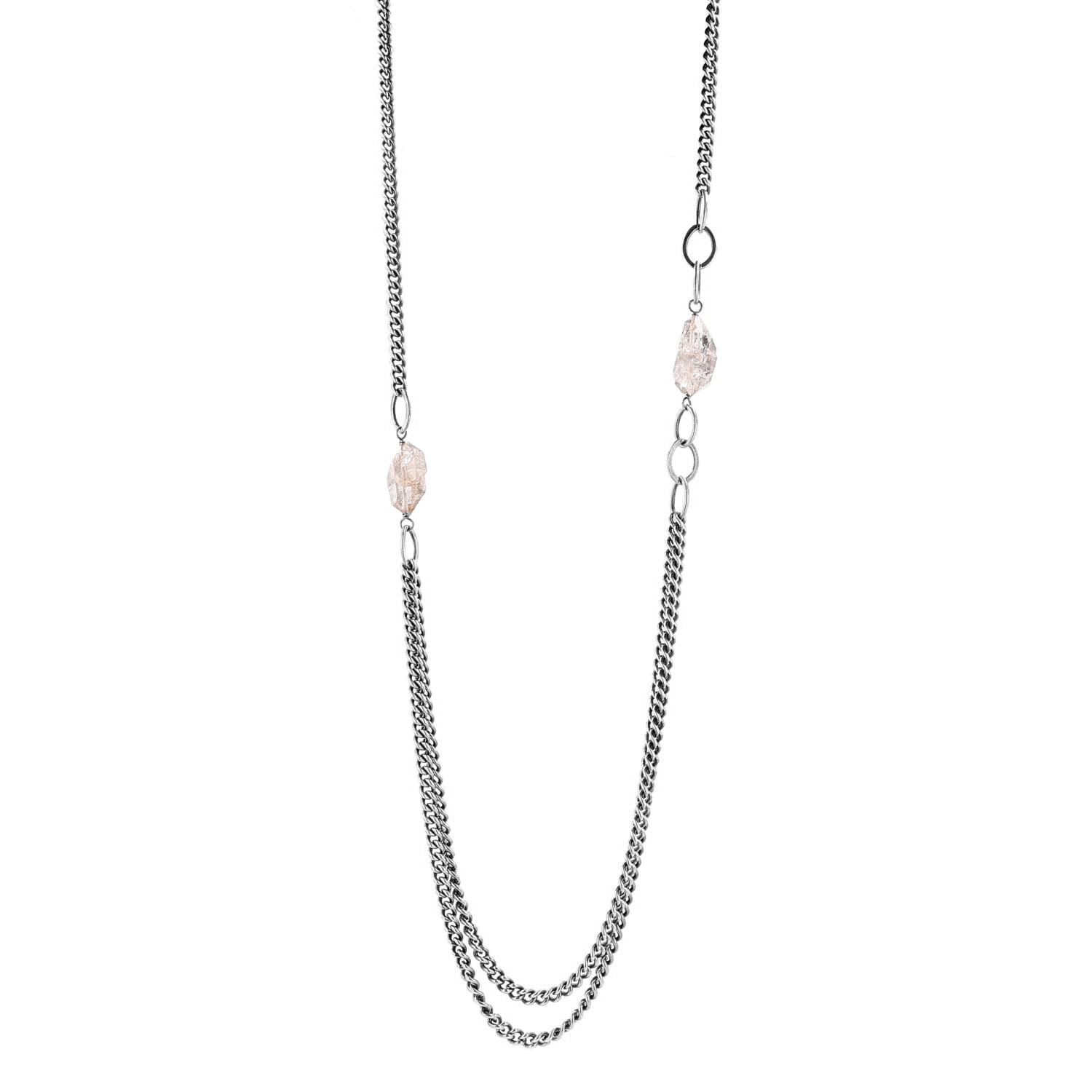 Multi Layer Chain Necklace with Herkimer Diamonds