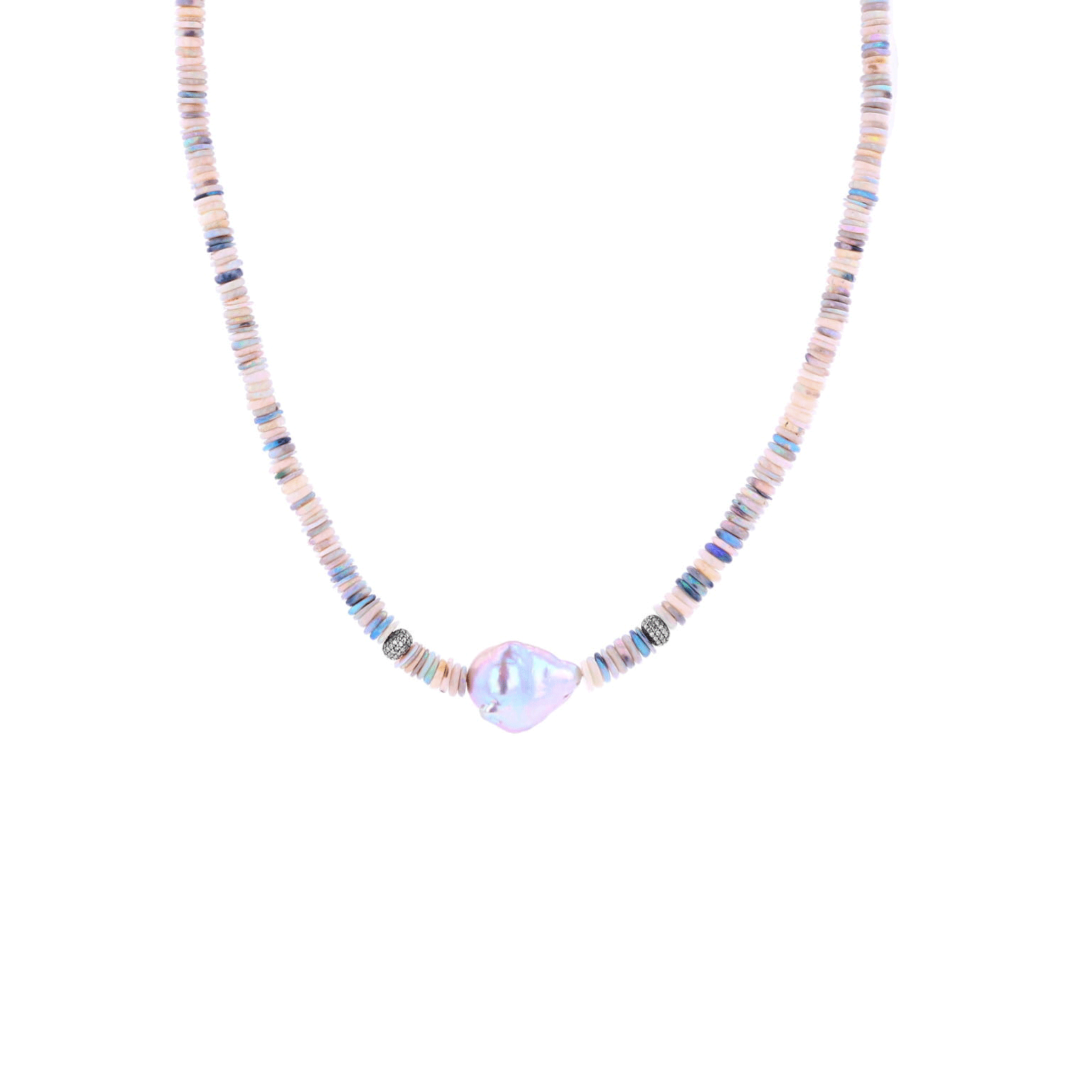 Australian Heishi Opal and Baroque Pearl Collar Necklace