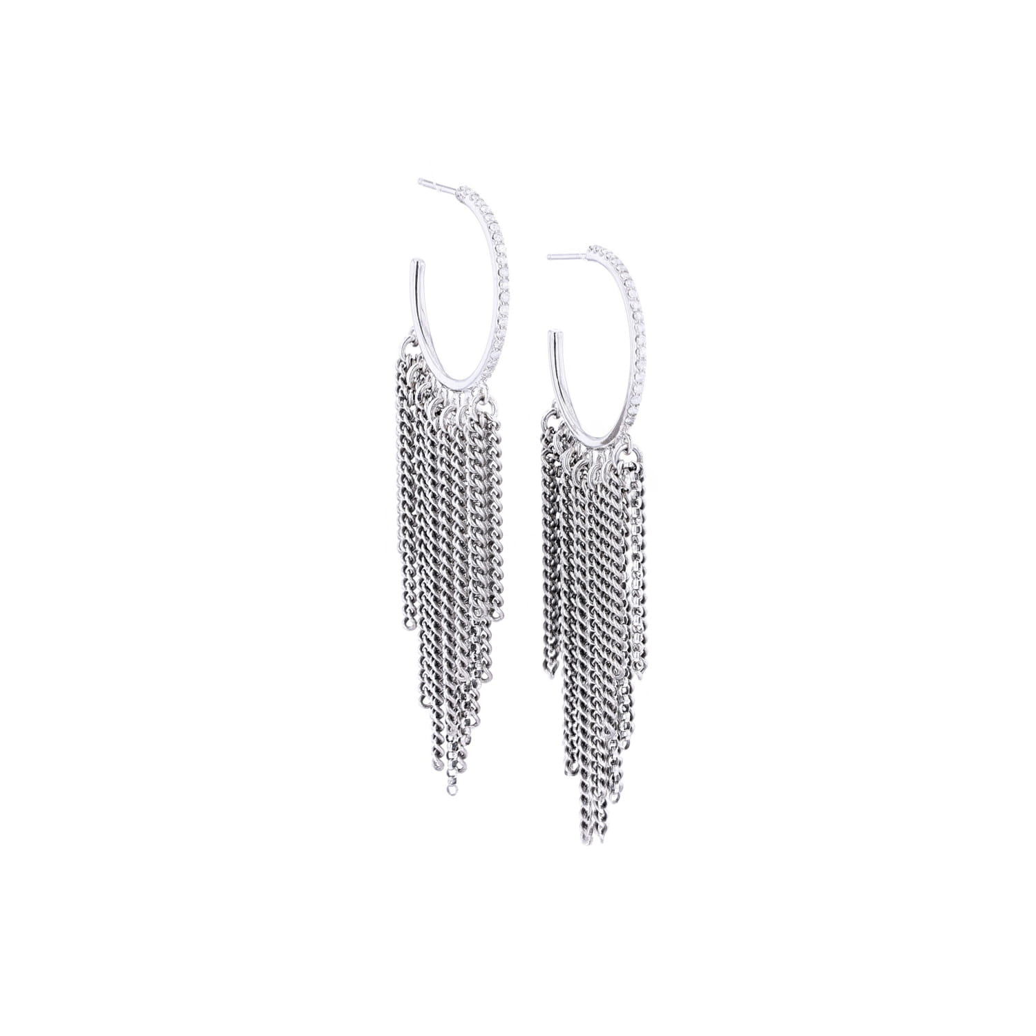 Fringe Curtain Diamond Hoops