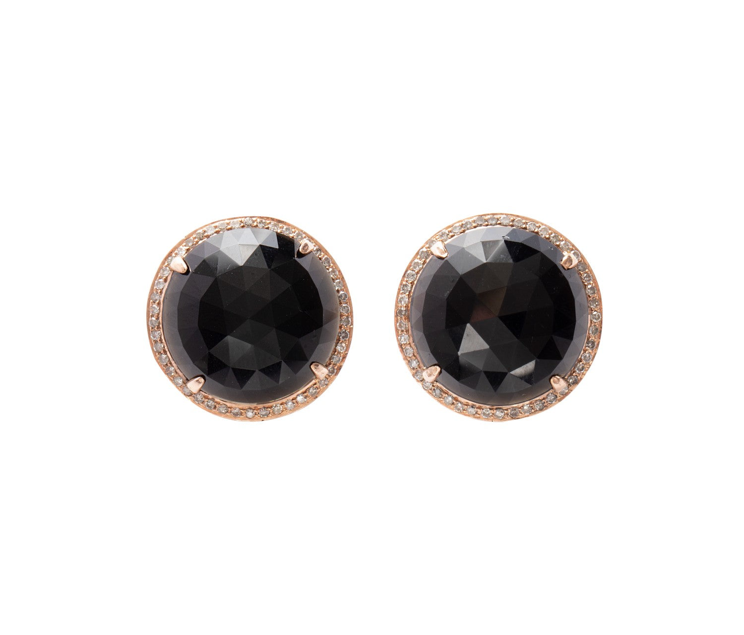 XL 14k Rose Gold and Black Onyx Stud Earrings