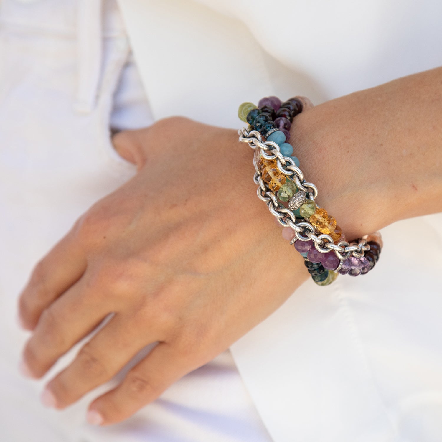 Chakra Gemstones Meet Chain Multi Layer Bracelet