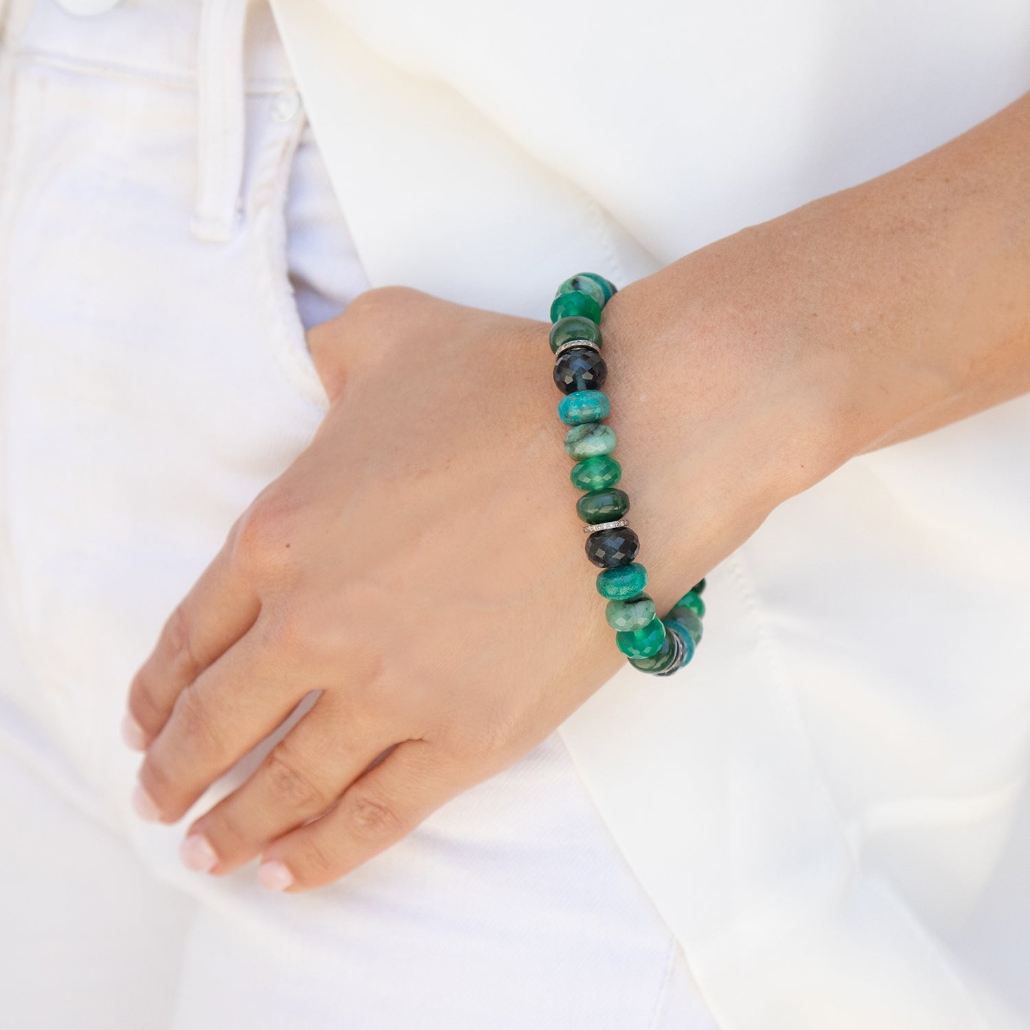 The Greens Gemstone and Diamond Rondelle Bracelet