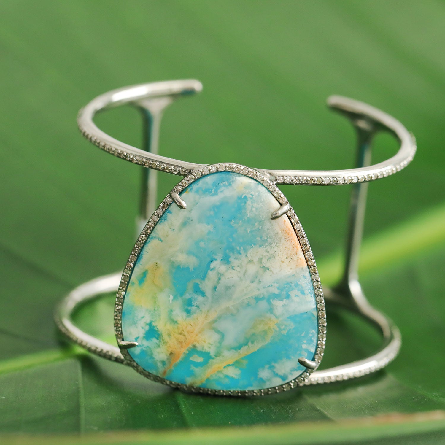 Coral Sea Agate Diamond Cuff