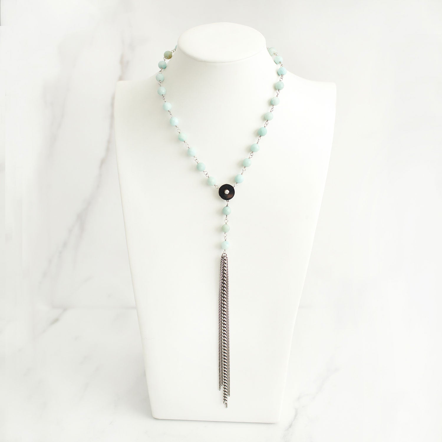 Faceted Amazonite Y Necklace