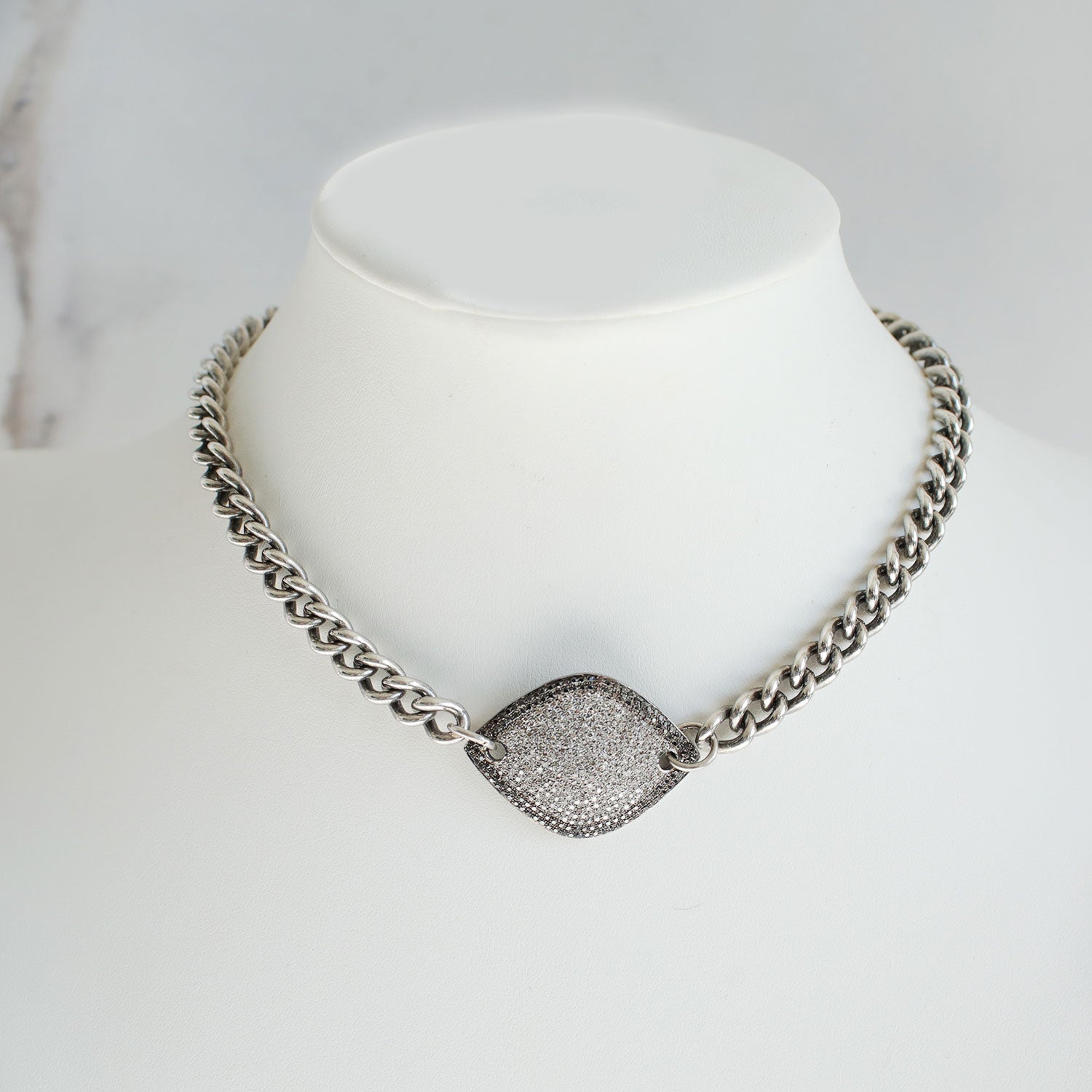 Black and White Diamond Collar Necklace