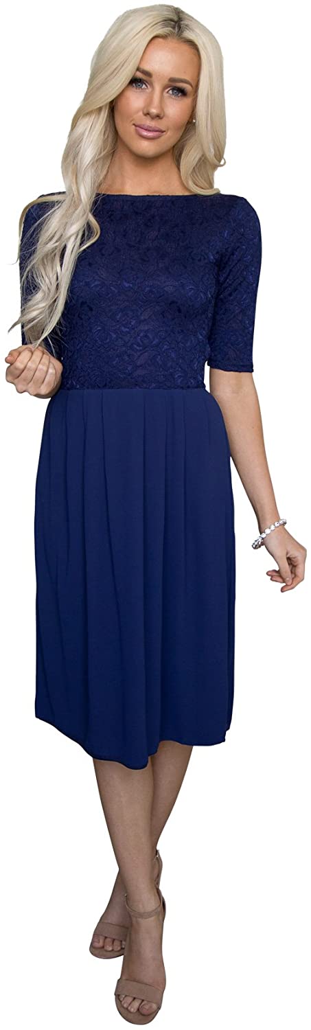 blue modest prom dresses