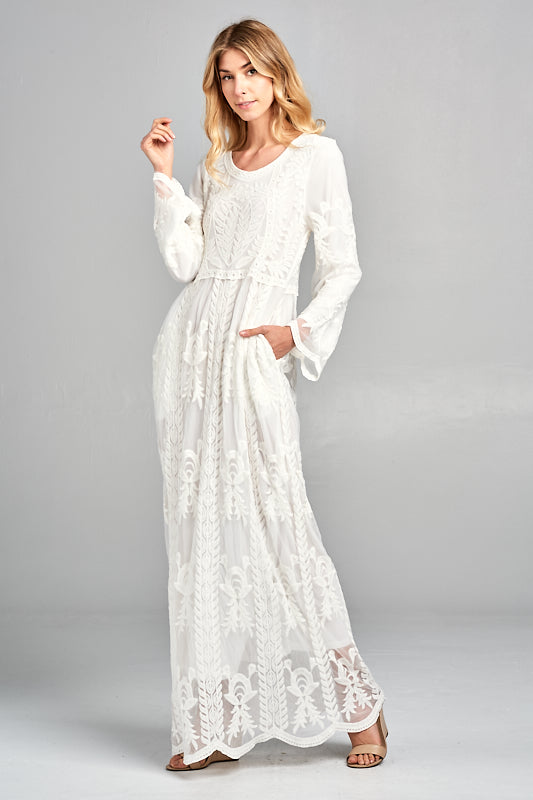 Hope LDS Temple Dress in White Lace, Mormon Temple Dress – Jen Clothing