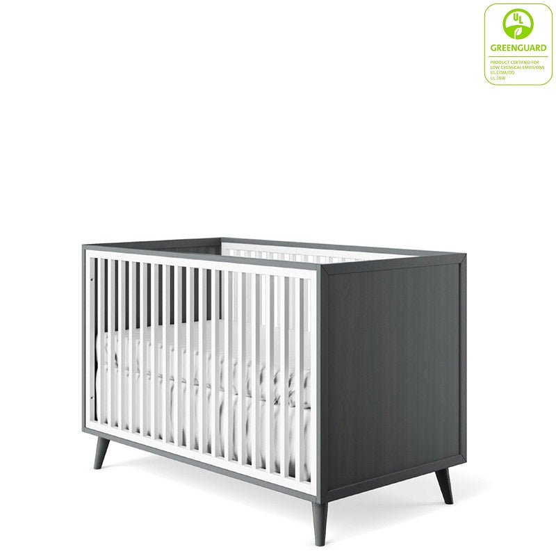 gray wood crib