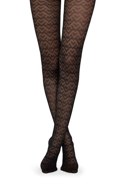 Tulle Tights with Leather Effect Briefs and Back Seam – Calzedonia