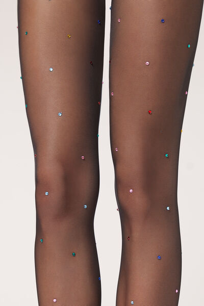 Gold Diamond-Patterned Tulle Tights - Calzedonia