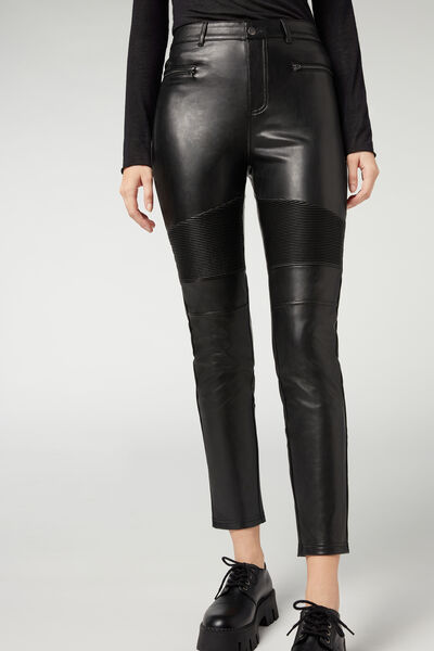 Coated-Effect Total Shaper Biker Leggings – Calzedonia Malta