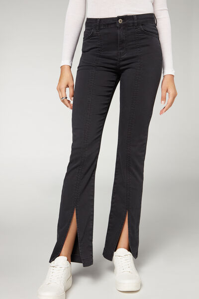 Calzedonia - Coated-Effect Thermal Flare Leggings with Slit, made