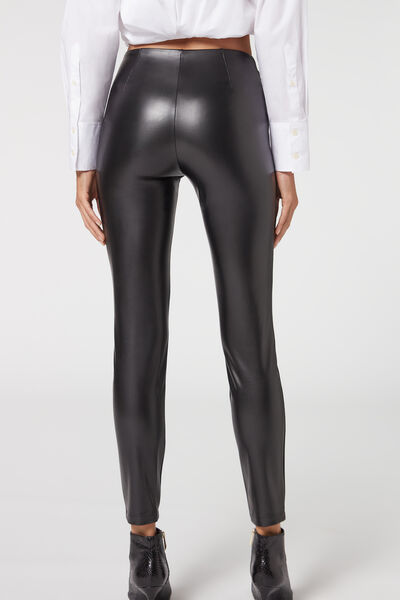 Leather Effect Total Shaper Leggings