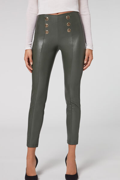 Bellino- Leggings With Leggings And Elastic In The Middle Size M Colour  Σάπιο Μήλο