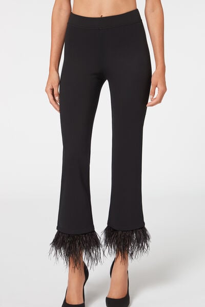 Cropped Flared Leggings with Sequin Fringing - Calzedonia