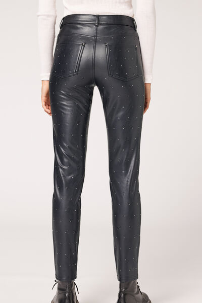 Coated Skinny Sailor Leggings with Buttons - Calzedonia