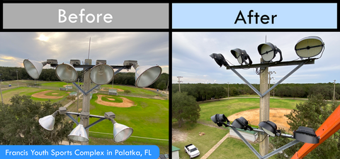 Before and After LED Stadium Lights installation